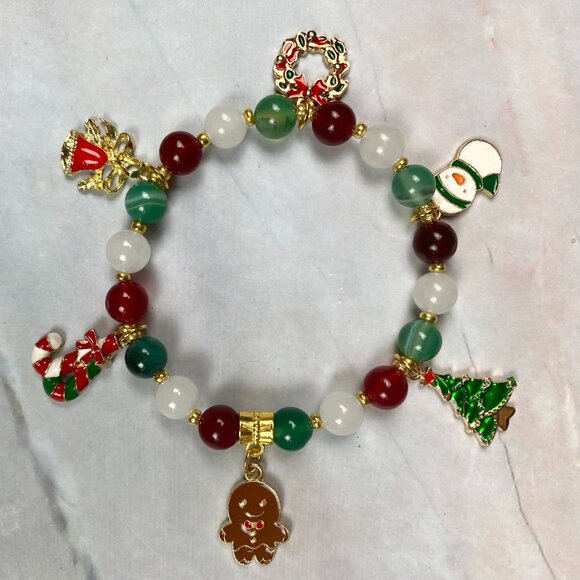 Holiday Christmas Bracelet - Genuine Crystals with Multiple Christmas Charms - Picture 8 of 11
